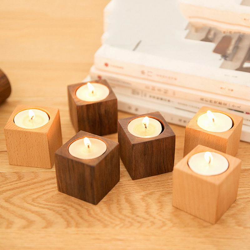 Candle supplier wholesale customized wooden candle holder with different sizes and colors for home decor